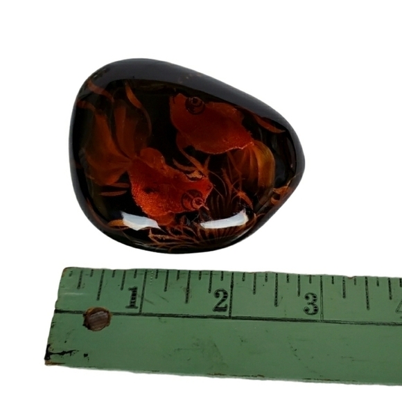 Luck Koi Goldfish hand painted rock paperweight - Picture 1 of 11